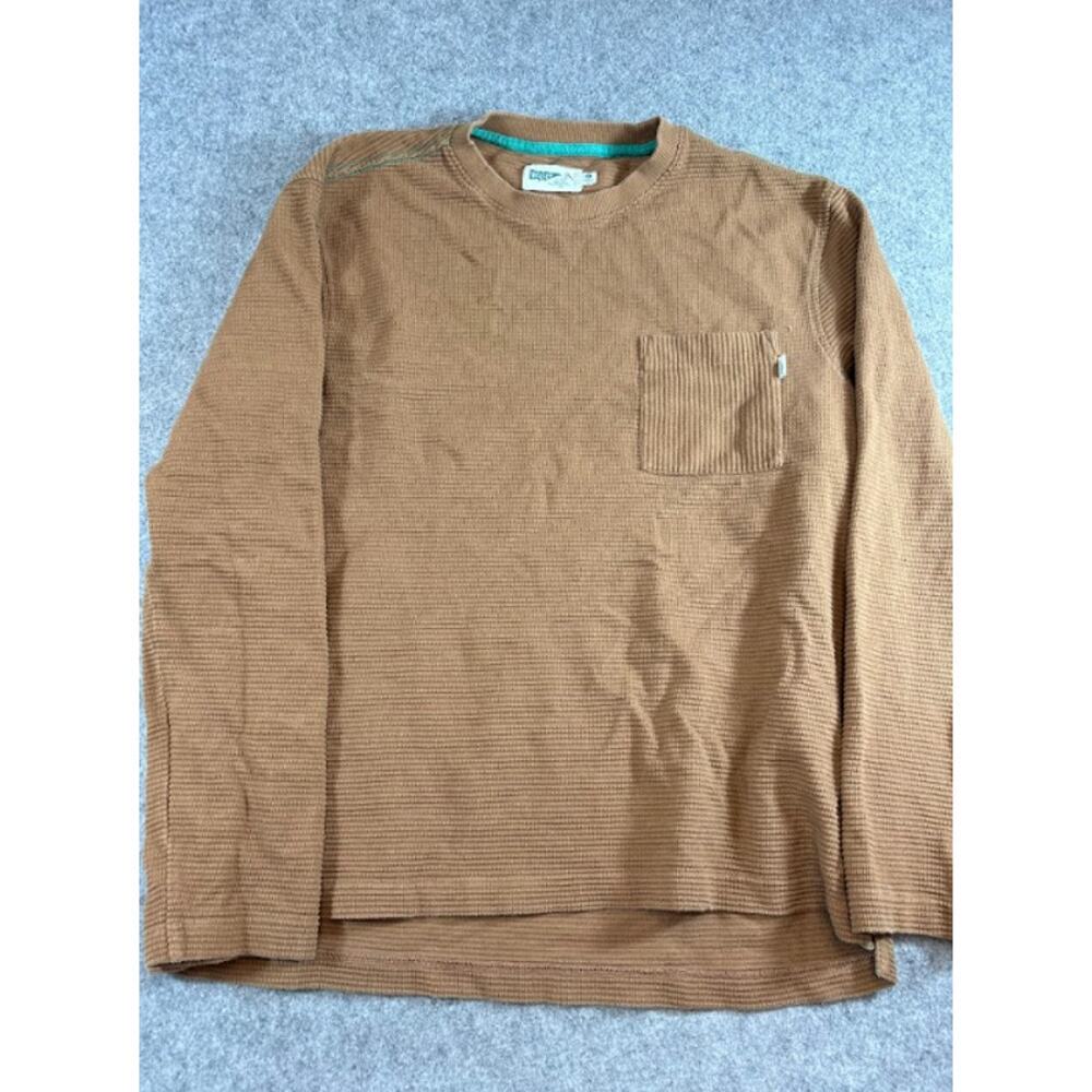 Wellen Ripple Beach Long Sleeve Thermal Shirt Mens Large Brown Crewneck Pullover